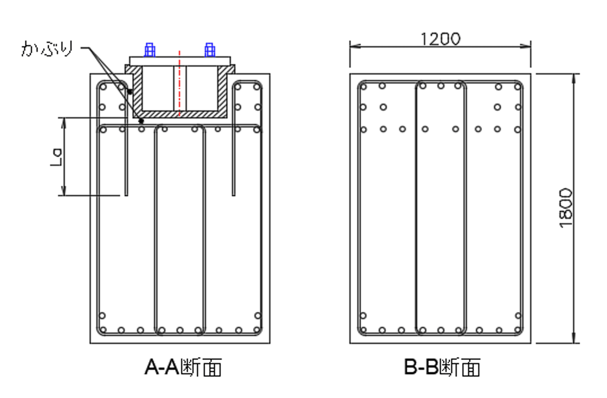 Vブレースタイプの基礎ばり配筋の参考例